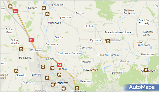 mapa Czerchów, Czerchów na mapie Targeo
