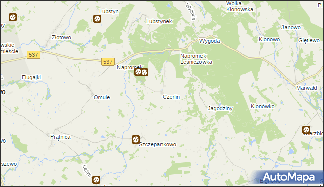 mapa Czerlin gmina Lubawa, Czerlin gmina Lubawa na mapie Targeo