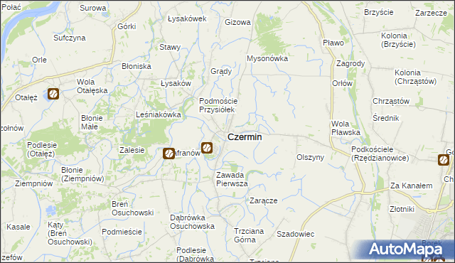 mapa Czermin powiat mielecki, Czermin powiat mielecki na mapie Targeo