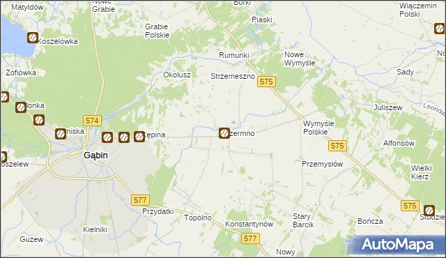 mapa Czermno gmina Gąbin, Czermno gmina Gąbin na mapie Targeo