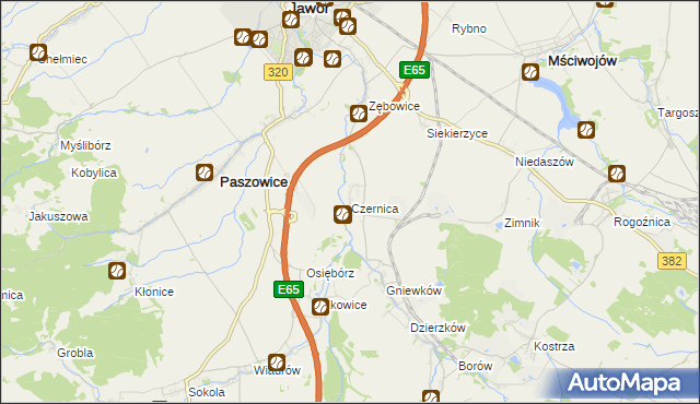 mapa Czernica gmina Dobromierz, Czernica gmina Dobromierz na mapie Targeo