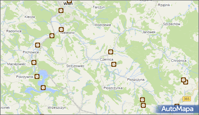 mapa Czernica gmina Jeżów Sudecki, Czernica gmina Jeżów Sudecki na mapie Targeo