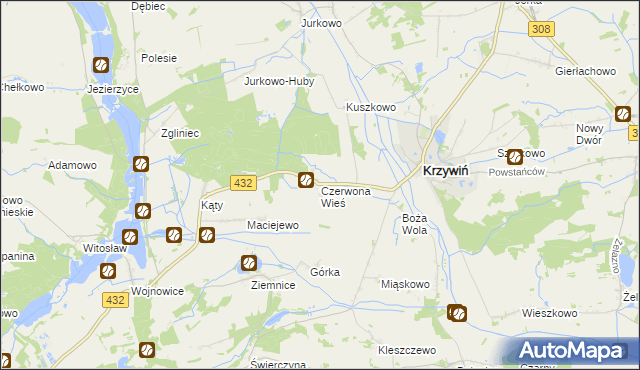 mapa Czerwona Wieś, Czerwona Wieś na mapie Targeo