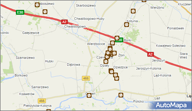 mapa Czerwonka gmina Słupca, Czerwonka gmina Słupca na mapie Targeo