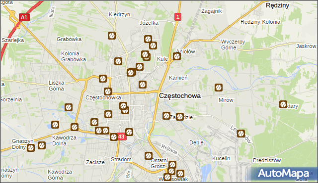 mapa Częstochowy, Częstochowa na mapie Targeo