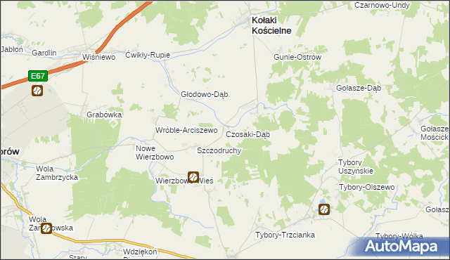 mapa Czosaki-Dąb, Czosaki-Dąb na mapie Targeo