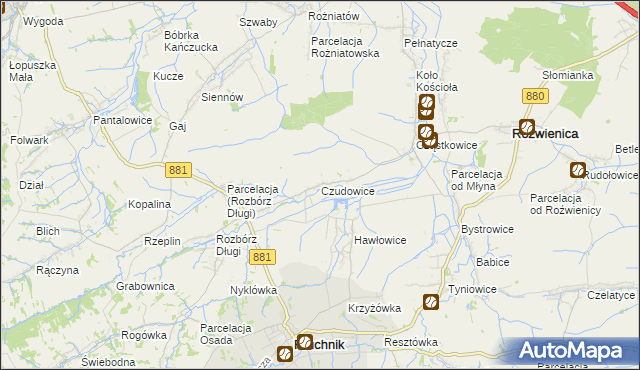 mapa Czudowice, Czudowice na mapie Targeo