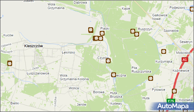 mapa Czyżów gmina Kleszczów, Czyżów gmina Kleszczów na mapie Targeo