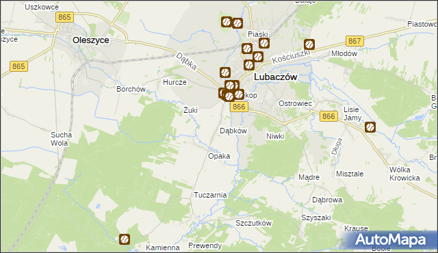 mapa Dąbków, Dąbków na mapie Targeo
