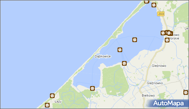 mapa Dąbkowice gmina Darłowo, Dąbkowice gmina Darłowo na mapie Targeo