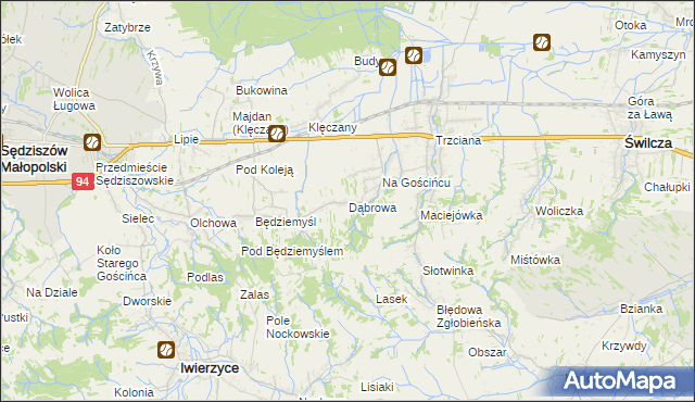 mapa Dąbrowa gmina Świlcza, Dąbrowa gmina Świlcza na mapie Targeo