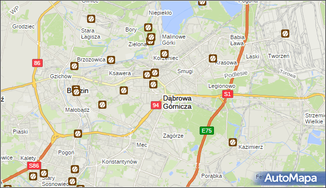 mapa Dąbrowa Górnicza, Dąbrowa Górnicza na mapie Targeo