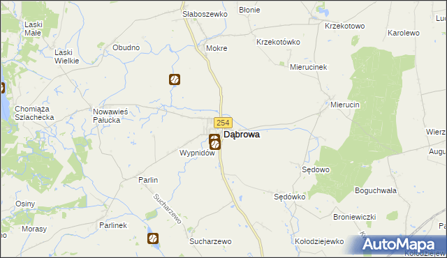 mapa Dąbrowa powiat mogileński, Dąbrowa powiat mogileński na mapie Targeo