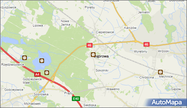 mapa Dąbrowa powiat opolski, Dąbrowa powiat opolski na mapie Targeo