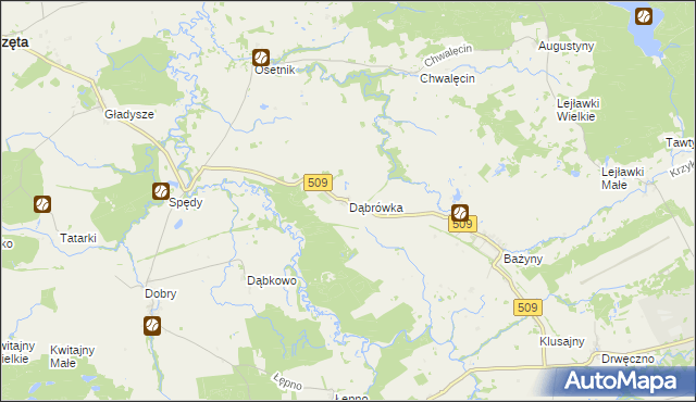 mapa Dąbrówka gmina Orneta, Dąbrówka gmina Orneta na mapie Targeo