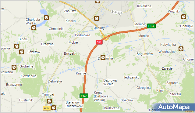 mapa Dąbrówka gmina Sieradz, Dąbrówka gmina Sieradz na mapie Targeo