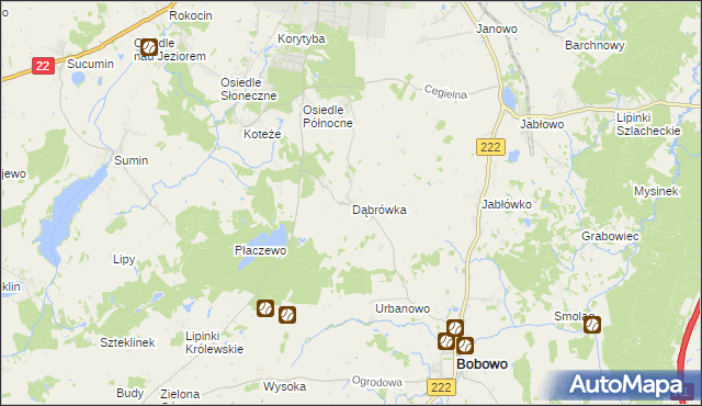 mapa Dąbrówka gmina Starogard Gdański, Dąbrówka gmina Starogard Gdański na mapie Targeo