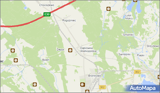 mapa Dąbrówka Wielkopolska, Dąbrówka Wielkopolska na mapie Targeo