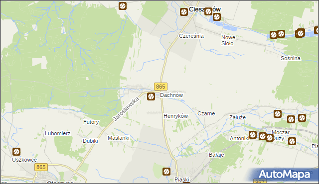 mapa Dachnów, Dachnów na mapie Targeo