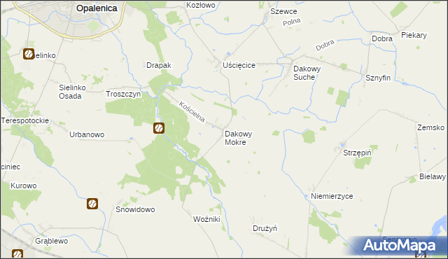 mapa Dakowy Mokre, Dakowy Mokre na mapie Targeo