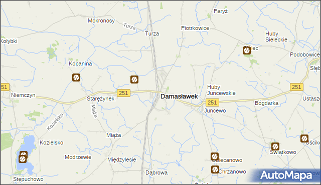 mapa Damasławek, Damasławek na mapie Targeo