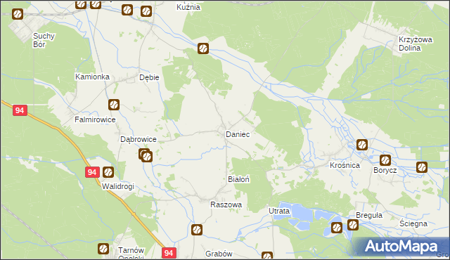 mapa Daniec, Daniec na mapie Targeo