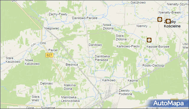 mapa Daniłówka Pierwsza, Daniłówka Pierwsza na mapie Targeo