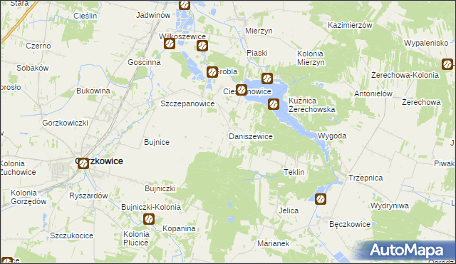mapa Daniszewice, Daniszewice na mapie Targeo