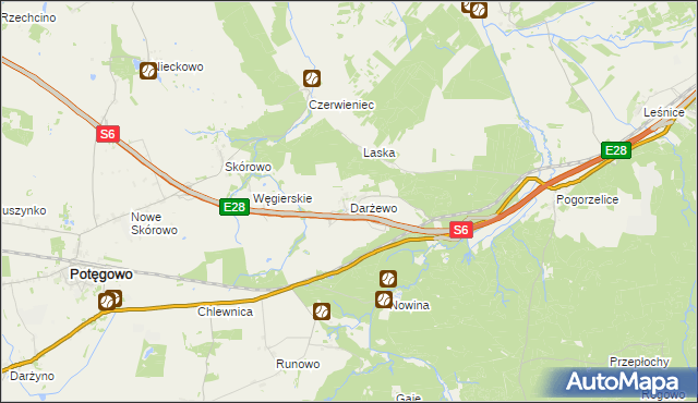 mapa Darżewo gmina Nowa Wieś Lęborska, Darżewo gmina Nowa Wieś Lęborska na mapie Targeo