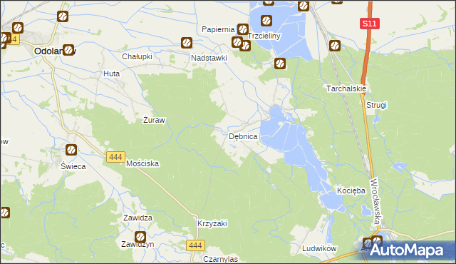 mapa Dębnica gmina Przygodzice, Dębnica gmina Przygodzice na mapie Targeo