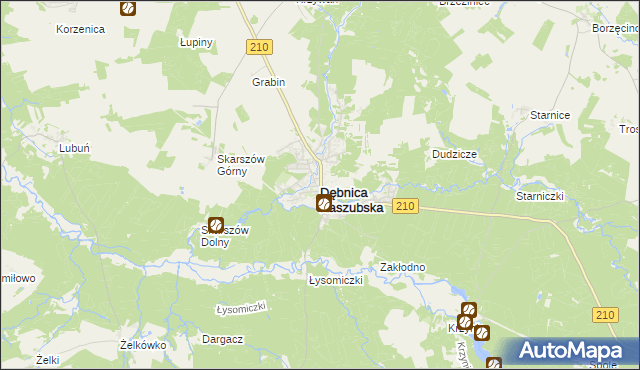 mapa Dębnica Kaszubska, Dębnica Kaszubska na mapie Targeo