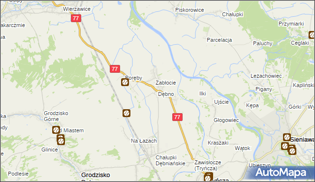 mapa Dębno gmina Leżajsk, Dębno gmina Leżajsk na mapie Targeo