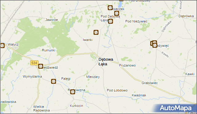 mapa Dębowa Łąka, Dębowa Łąka na mapie Targeo