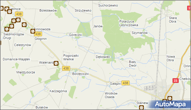 mapa Dębowiec gmina Koźmin Wielkopolski, Dębowiec gmina Koźmin Wielkopolski na mapie Targeo