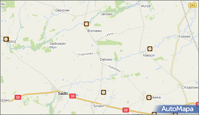 mapa Dębowo gmina Sadki, Dębowo gmina Sadki na mapie Targeo
