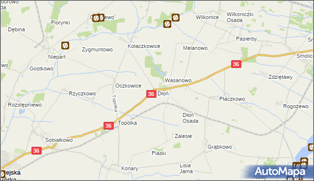 mapa Dłoń, Dłoń na mapie Targeo