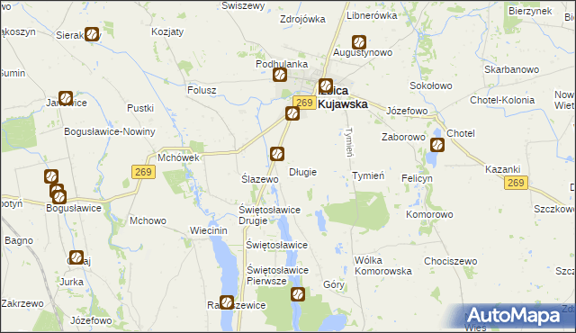 mapa Długie gmina Izbica Kujawska, Długie gmina Izbica Kujawska na mapie Targeo