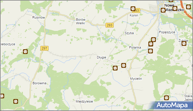 mapa Długie gmina Szprotawa, Długie gmina Szprotawa na mapie Targeo