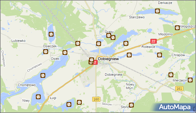 mapa Dobiegniew powiat strzelecko-drezdenecki, Dobiegniew powiat strzelecko-drezdenecki na mapie Targeo