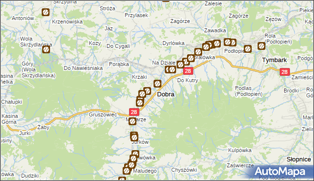 mapa Dobra powiat limanowski, Dobra powiat limanowski na mapie Targeo