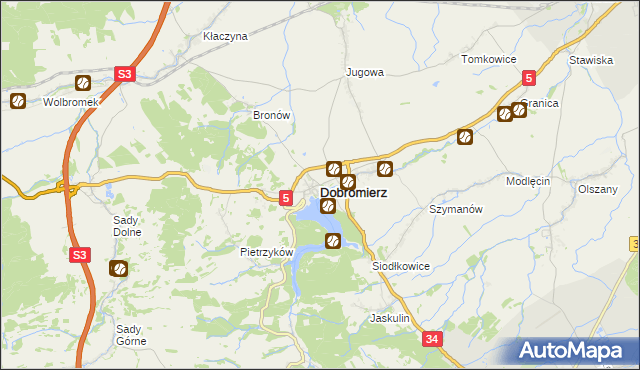 mapa Dobromierz powiat świdnicki, Dobromierz powiat świdnicki na mapie Targeo