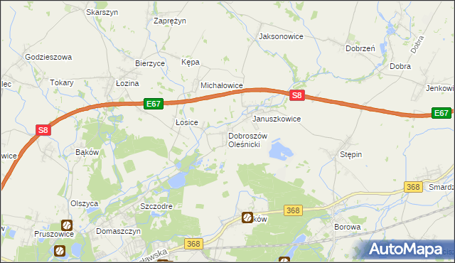 mapa Dobroszów Oleśnicki, Dobroszów Oleśnicki na mapie Targeo