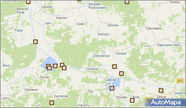 mapa Dobrzanów, Dobrzanów na mapie Targeo