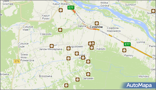 mapa Dobrzyń gmina Czosnów, Dobrzyń gmina Czosnów na mapie Targeo