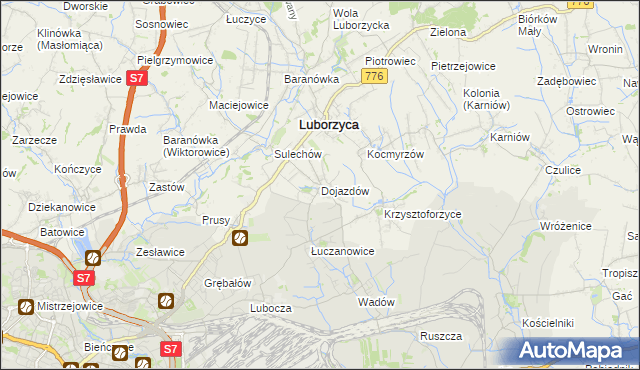 mapa Dojazdów, Dojazdów na mapie Targeo
