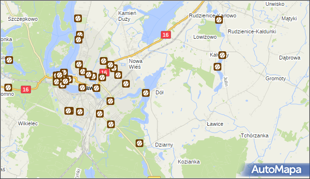 mapa Dół gmina Iława, Dół gmina Iława na mapie Targeo