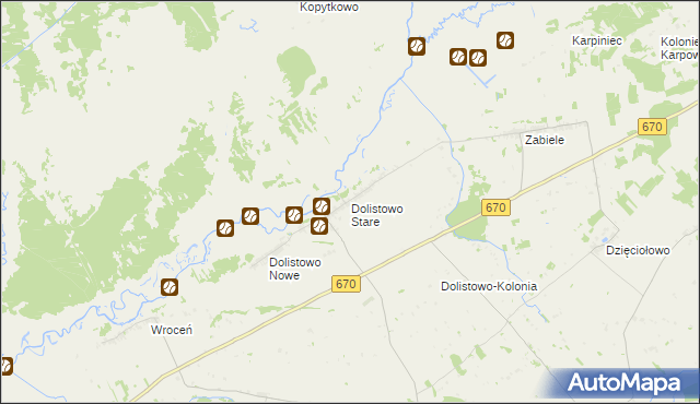 mapa Dolistowo Stare, Dolistowo Stare na mapie Targeo