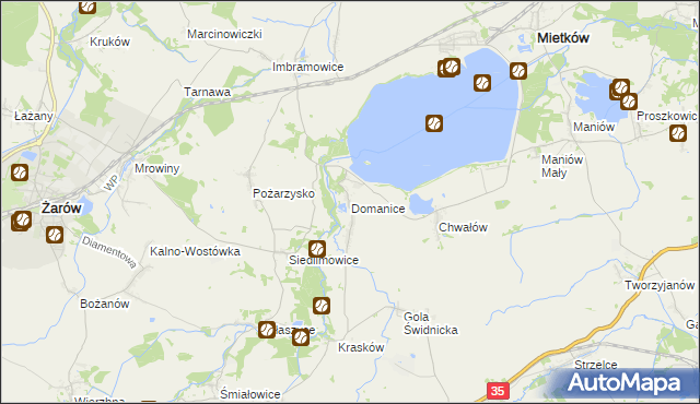mapa Domanice gmina Mietków, Domanice gmina Mietków na mapie Targeo