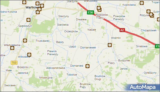mapa Domaniewek gmina Dalików, Domaniewek gmina Dalików na mapie Targeo
