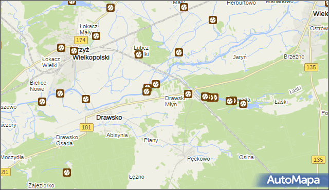 mapa Drawski Młyn, Drawski Młyn na mapie Targeo